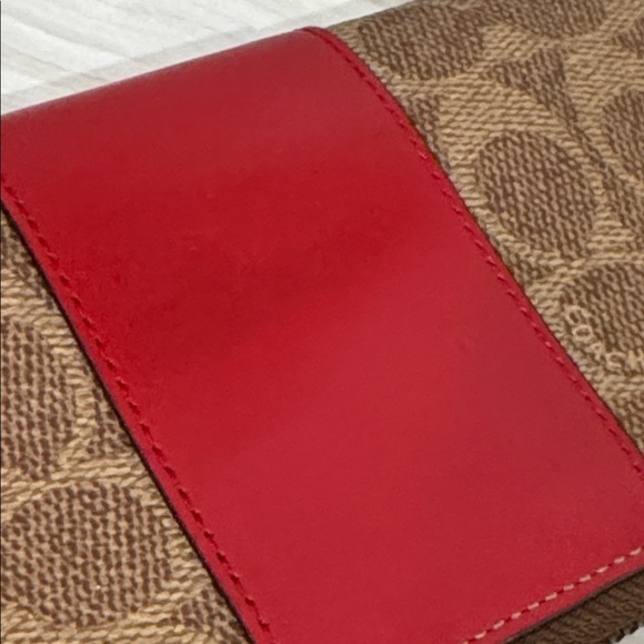 Coach Bag Dalton 31 Red Leather Signature Logo Shoulder Bag Wallet Set - Picture 10 of 17